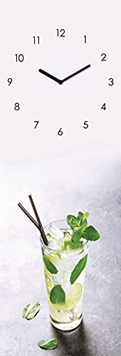 levandeo Wanduhr Glas 20x60cm Eiswürfel Cocktail Limette Glasuhr Uhr Glasbild Küche Bar Deko