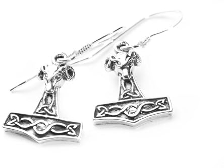 Vintage Vikings Ohrhänger Mjölnar 2.4 cm Wikinger Thorshammer Ohrringe Antik 925 Sterlingsilber