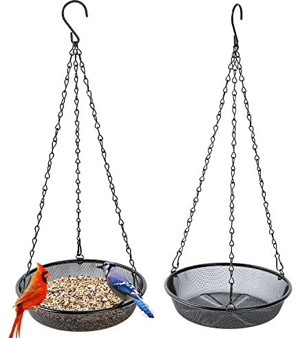 HH-LIFE 2 STK Mesh Rund Futterspender, Vogelfutterstation aus Metallgeflecht zum Aufhängen, Futterplattform für Vögel, Outdoor-Gartendekoration für Wilde Hinterhof, lockt Vögel an. Ø21.5cm
