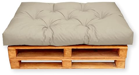 4L Textil Palettenkissen waschbar Palettenauflagen Outdoor Europaletten Sitzkissen Rückenlehne Seitenkissen wetterfest (Sitzkissen 120x80 cm,Beige Uv-beständig)