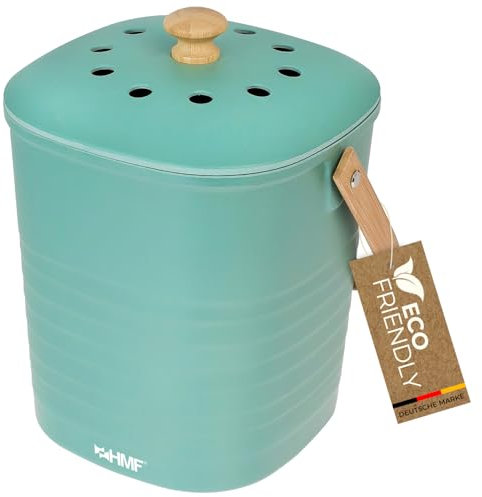HMF Sustainable Organic Kitchen Waste Bin, Odour-Proof Compost Bin with Lid, 3 Litres, Green (3780-3L-06)