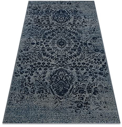 rugsx Teppich Wolle Jade, traditionelle teppiche, für das Schlafzimmer, Wohnzimmer, Ornament dunkelblau/blau OSTA 67x130 cm
