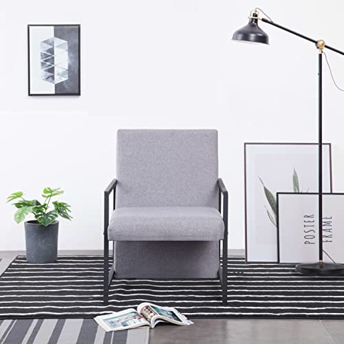 ZEYUAN Armlehnsessel, Sessel Wohnzimmer, Lesesessel, Stillsessel, TV Relaxsessel, Hellgrau Stoff
