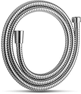 OFFO Shower Hose,Stainless Steel Replacement High Pressure Shower Pipe Anti-Kink Shower Hose for Bath Taps Chrome,1.5m