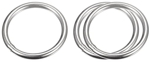 sourcing map 3 Stück O Ringe Edelstahl 304 Metallringe, 40 mm Außendurchm. 4 mm Dicke Geschweißter O-Ring für Befestigung Schrauben Haken Campinggürtel Hundeleinen Taschen Paracord