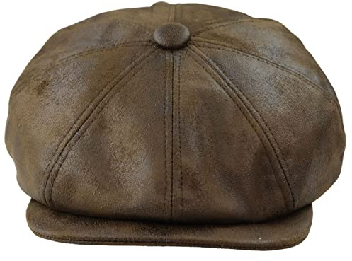 TruClothing.com Herren 8 Panel Razor Baker Boy Hut PU Leder Blinders Newsboy Schiebermütze