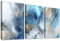 Set of 3 Wooden Framed Canvas Wall Art Gold Blue Ocean Canvas Prints Abstract Painting Poster Wall Pictures for Living Room Bedroom Hallway Stairs Wall Decoration Ready To Hang 30x40cm x3pcs