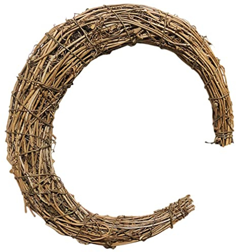 Zerodeko Tufu Rattan Weihnachtskranz Aus Rattan Reifen Selber Machen DIY Blumenkranzmaterial Mondkranz -rebenring Selber Machen Holzzweig Zum Basteln Dekor Mondform Bastelbedarf