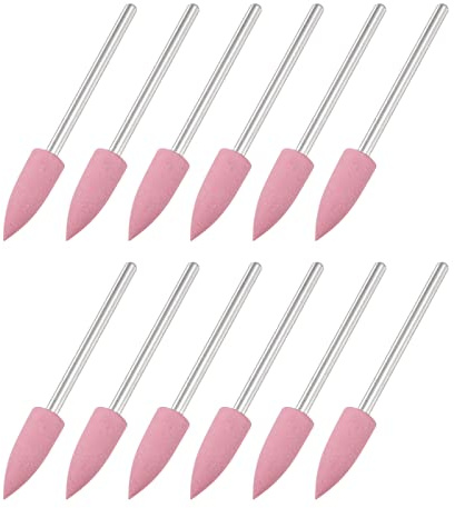 sourcing map 12 Stück Schleifstifte 6mm Korn 180 Schleifaufsatz Rosa | Professionelles Polierzubehör, Für Akkuschrauber, Spitz Stieldurchmesser 2, 35 mm, Für Schleifen Polieren