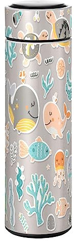 KAAVIYO Cartoon Ozean Tier Fisch Süß Wasserflasche Wasserkanne Edelstahl Isolierte Isolierflasche Auslaufsicher