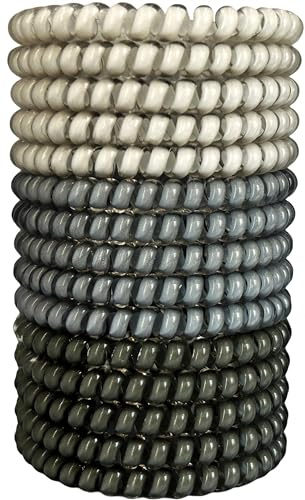 Hodooly 15 Pcs Telephone Cord Plastic Hair Coils, No Crease Spiral Elastics in Gray Medium