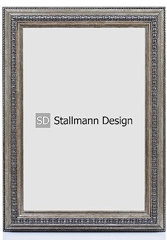 Stallmann Design Barockrahmen “FAME” | 80x100 cm | Silber | Echtholz-Bilderrahmen antik | 80 andere Größen verfügbar | Fotorahmen aus Holz im Vintagestyle