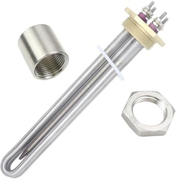 Heating Element 36V DC Heating Element 1200W With 1 1/4 BSP DN32 Copper Flange Solar Water Heater Heating Element With 8mm Thermostat Tube (Color : Heater Thread Nut, Size : 36V 1200W)
