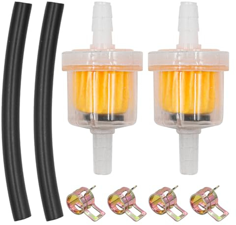 Namvo Inline-Kraftstofffilter-Set, 4 Stück, Benzinfilter, 4 Stück Kraftstoffschlauch, 8 Stück Schlauchschellen, Clips für Motorräder, Generatoren, Pocketbikes, Rasenmäher, kleine Traktoren