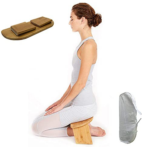 Samnuerly Klappbare Meditationsbank, klappbarer Yoga-Hocker, Tiefe Meditationsbank, Perfekter Kniehocker, Kniehocker für Zen-Meditationshaltung, ergonomisches Design, Yoga-Bank für längeres Üben.
