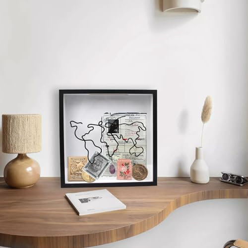 Suerhatcon Caja de almacenamiento de viaje y aventura, marco de fotos 3D, caja de colección con ranura, 30 x 30 cm, cajas de recuerdos para viajes y vacaciones