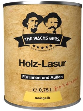 the wachs bros. Holzlasur Gelb für Innen und Außen - 0,75 L - natürliche Inhaltsstoffe - dauerhafter Schutz