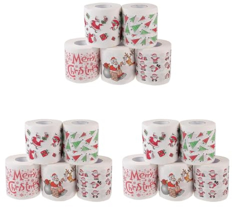 MAGICLULU 15 Rollen Weihnachts-toilettenpapier Union Musik Strumpffüller Gemustert Farbige Servietten Weihnachtsbedarf Fröhlich Schrott Festlich Vater Blumenpapier Jungfräulicher Zellstoff