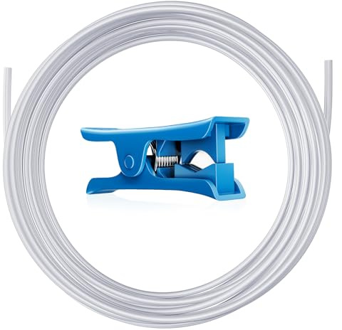 YOOPAI PTFE Teflon Tubing 5M with Cutter, 2.5mm ID × 4mm OD PTFE Teflon Tube Fits Direct Drive Extruder 3D Printer, for Bambu Lab A1/A1 mini/P1P/P1S/X1C, Creality K1/K1 Max/Ender 3 V3 (White)