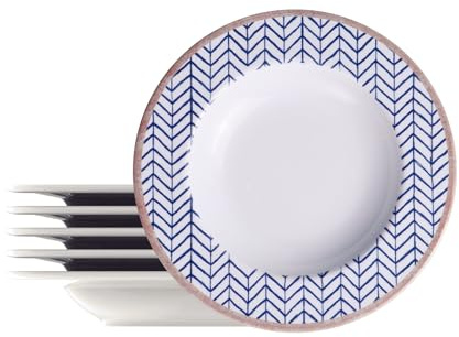 Tramontina - Platos hondos redondos decorados porcelana 23 cm Abstratta. Juego de 6 unidades.