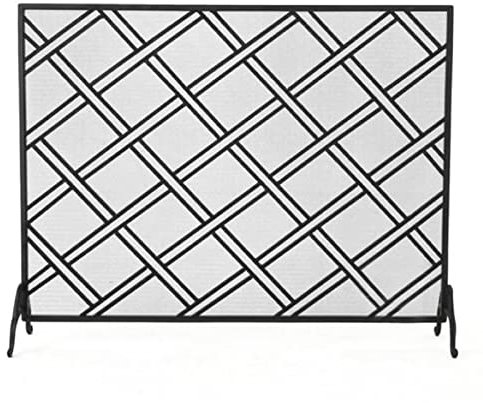 FBHDKJNFG Fold Fireplace Screen,Large Fireplace Screen， Contemporary Fire Place Standing Gate,Wrought Iron Mesh Finish Fireplace Screen Door for Outdoor Stove Open Fire,Large 100×80cm