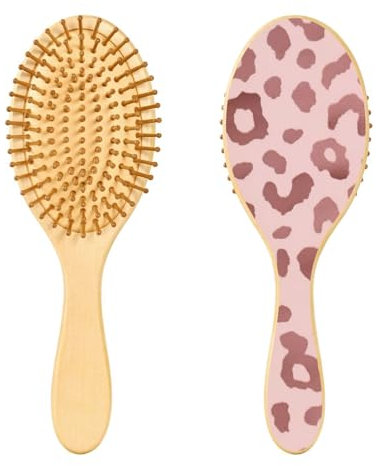xigua Rose Gold Leopard Pattern Hair Brush,Massage Wooden Hairbrush Reducing Hair Breakage and Frizzy,No More Tangle for All Hair Types421