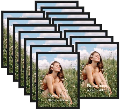 Vasemouh 15er-Set Bilderrahmen 30x40cm aus MDF – Schwarze Posterrahmen zur Wandmontage für Zuhause und Büro – Ideal für kreative Fotowände und Kunstwerke