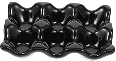 MAGICLULU Huevera Diseño Moderno y Elegante para 6 Huevos de Cerámica Negra Organizador Práctico para Almacenar y Conservar Huevos Cocina