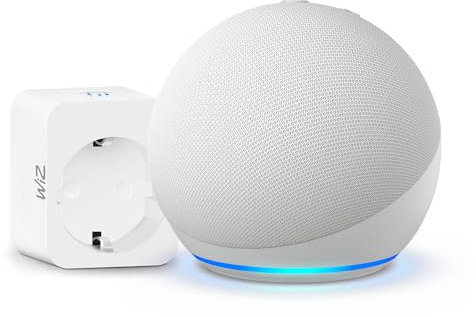 Echo Dot (5. Generation) | Weiß + WiZ Smart Plug, Funktionert mit Alexa - Smart Home-Einsteigerpaket