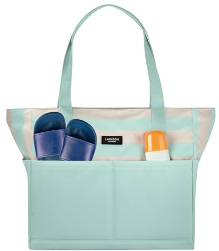 LARKSON Strandtasche Damen & Herren - Linn - Große Beach Bag für Strand, Schwimmbad, Pool - Tote Bag Badetasche XXL mit Reißverschluss - Leicht
