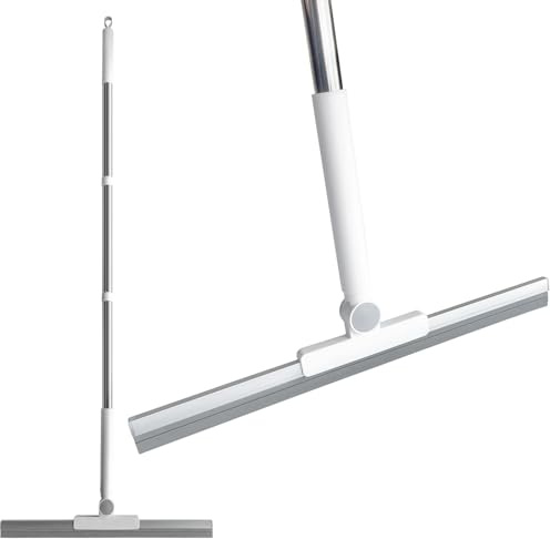 SUIXI Duschabzieher, Gummilippe Abzieher Dusche Boden, 133cm Segmentiertes Design, Entfernt Wasser, Tierhaare und Seifenwasser, Wasserschieber für Badezimmerböden, Fenster, Spiegel (Weiß 32CM)