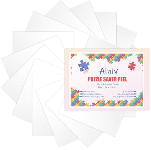 Ainiv Ultra-Haftung Puzzle Klebefolie, 16 Stück (19 * 26cm) Puzzle Saver Folie Selbstklebend, Super Puzzlekleber - Optimal für 2 x 1000 Teile oder 4 x 500 Teile