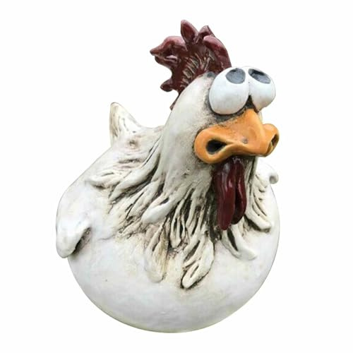 Generisch Hühnerzaun Deko Garten, Huhn Zaunhocker Figuren Huhn Wetterfest, Hühner Deko Garten Statuen Outdoor Dekoration, Hinterhof Rasen Pfähle für Draußen, Harz Statue für Bauernhof, Balkon Dekos