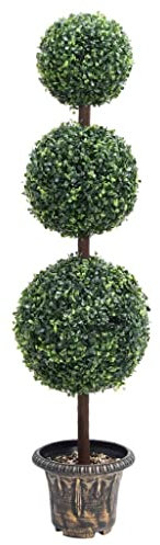 WKIEQACO Home & Garden Furniture-Pianta di bosso artificiale con vaso a forma di palla verde 118 cm