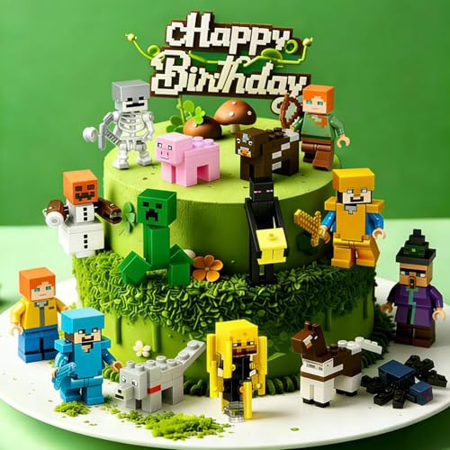 Milygobam 16pcs Cake Topper,Birthday Cake Toppers,Action Figures Cake Toppers,Cake Topper Cupcake Toppers for Game Fans,Birthday Party Cake Cupcake Decorations