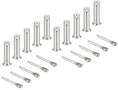 sourcing map 10 pasadores de horquilla M8 x 30 mm, acero inoxidable 304 de un solo agujero, sistema de bloqueo de enganche de cabeza plana con pasadores de aleta para instalación de muebles, remolque
