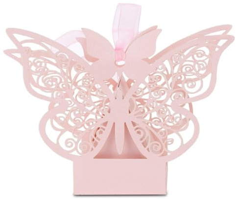 Mimdixy 100 Pezzi Scatole Regalo Bomboniere Per Feste Di Nozze,delicate Scatole Per Caramelle A Forma Di Farfalla, Bomboniere Bomboniere Decorazioni Nuziali Per Feste Di Compleanno Forniture(rosa)