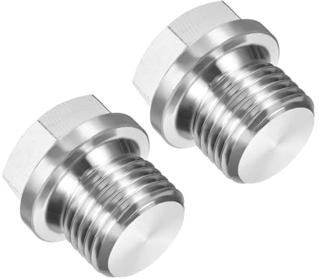 PATIKIL M18 x 1.5 Male Pipe Plug 2 Pcs Oil Drain Plug 304 Stainless Steel Metric Hex Flange Socket Solid Pipe Fitting for Hydraulic Oil Seal