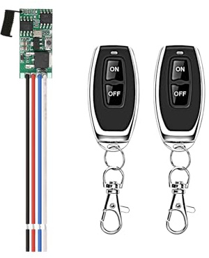FUAUJUE DC 12V Mini Remote Control Switch Wireless Remote Control Switch 433MHz Wireless RF Remote Control Switch DC 5V/12V/24V/3A Transmitter and Receiver kit for Lamps, LED Lights, Fans etc(1 Way)