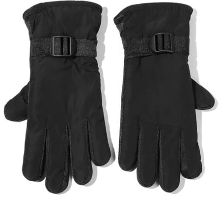 AQCDPJYU Winter-Ski- und Snowboardhandschuhe for Jungen und Mädchen – dick, wasserdicht und Winddicht, halten warm bei kalten Winteraktivitäten(Black)