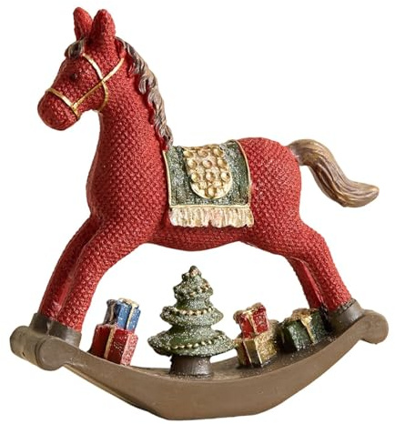 RNXRZANK Figura de caballo balancín, decoración de Navidad, adorno de escritorio para entrada