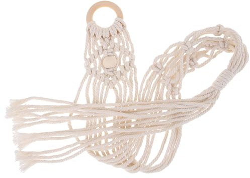 Parliky Supporto da Parete in Corda di Cotone Macramè Decorativo e Resistente per Chitarra Beige Stile Pastorale Adatto a Chitarra Elettrica e Acustica, per Arredamento Casa
