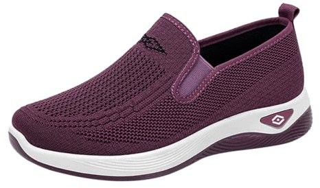 Scarpe da passeggio da donna con ammortizzazione, eleganti slip on sneaker, stretch, per il tempo libero, leggere, invernali, comode da palestra, senza lacci, da jogging, Lilla, 36 EU