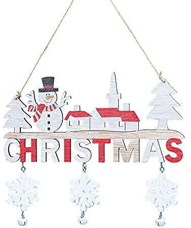 Fictory Holz Weihnachten Türhänger Ornament Schneemann Willkommensschild für Haustür Dekor Saisonale Heimdekoration Einweihungsgeschenk für Freunde und Familie