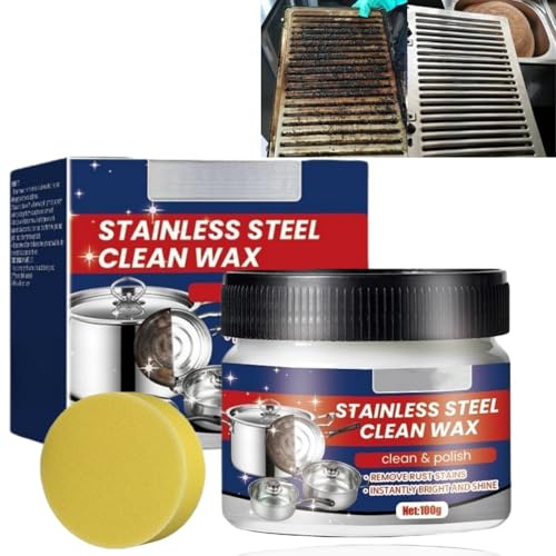 Stainless Steel Clean Wax & Polish Paste,All-Purpose Microwave, Oven, Hob & Cooker Cleaner,Descaler for Coffee Machines,Rust & Scratch Remover,Metal Polish Spray,Stainless Steel Cleaning Paste