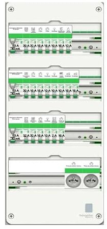 Schneider Electric Tableau Pré-équipé Resi9 XE - Maison Individuelle - 4 Rangées - 13 Modules - 52 Modules - IP30 - NF C 15-100 - R9HPNFC15145M