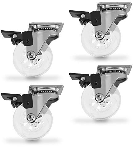 SOTECH 4 st Möbelrullar SWIFT transparent Ø 50 Svivelhjul Transporthjul med bromsar
