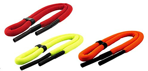 SPORTS WORLD VISION Schwimmfähiges Brillenband – Hochsichtbares Neon-Brillenband für Wassersportarten | 70 cm verstellbarer Stopper und rutschfeste Brillenhalterung im 1er- oder 2er-Pack