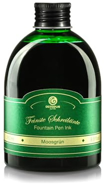 Octopus Reservoarpennabläck i praktisk påfyllningsflaska, bläck för reservoarpenna, kalligrafibläck, mossgrönt 250 ml