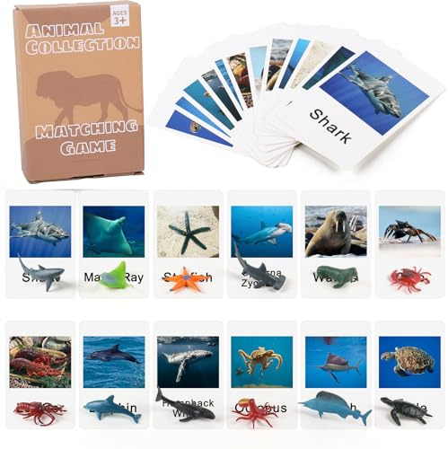 MEROCO Montessori Animal Match Game Cards Marine Animal Matching Montessori Language Materials Toddlers Preschool Educational Learning Toys NEWT011
